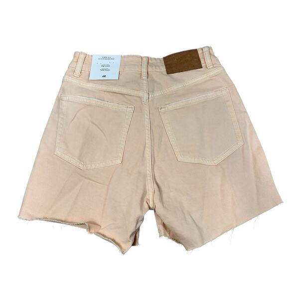H&M High Waist Denim Shorts Sz 4 Light Orange (Apricot) Jean Short Raw Hem New - Picture 7 of 8